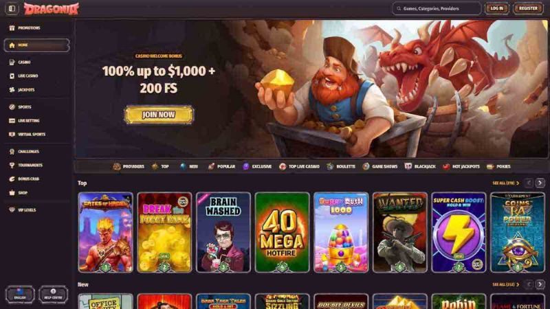Dragonia Casino game selection for NZ